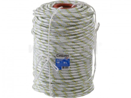 Фал плетёный капроновый СИБИН 24-прядный с капроновым сердечником, диаметр 10 мм, бухта 100 м, 1300 купить в Хабаровске
