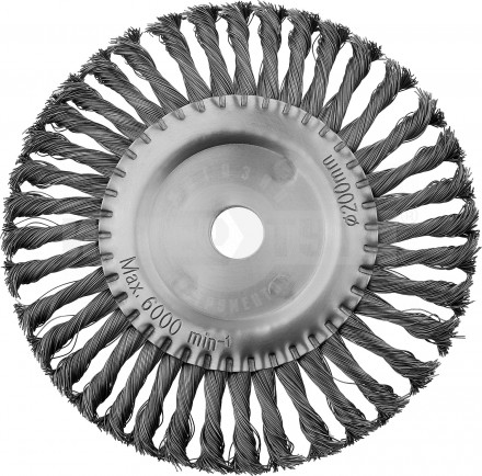 Щетка дисковая для УШМ жгутированная стальная проволока 0,5 мм d=200 мм MIRAX 35140-200 купить в Хабаровске