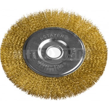 Щетка STAYER "PROFESSIONAL" дисковая для УШМ, витая стальная латунированная проволока 0,3мм, 175мм/ купить в Хабаровске