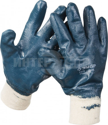 Перчатки ЗУБР "МАСТЕР" рабочие с манжетой, с полным нитриловым покрытием, размер L (9) [2]  купить в Хабаровске