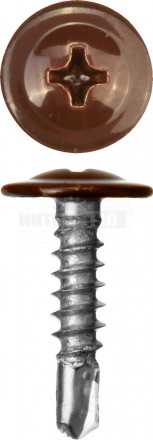 Саморезы ПШМ-С со сверлом для листового металла 16 х 4.2 мм 500 шт RAL-8017 шоколадно-коричневый ЗУБР [3]  купить в Хабаровске