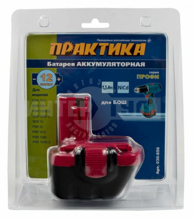 Аккумулятор ПРАКТИКА для BOSCH 12В 1,5 Ач NiCd блистер [3]  купить в Хабаровске