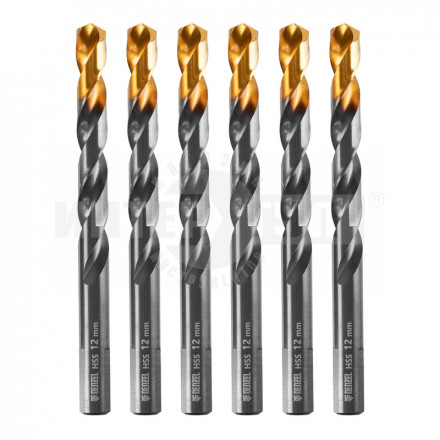Сверло по металлу, 12 мм, HSS-Tin, Golden Tip, 6 шт.// Denzel [2]  купить в Хабаровске