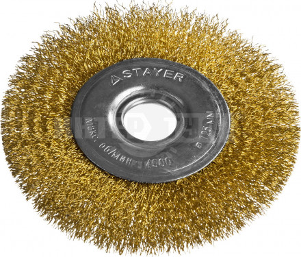 Щетка STAYER "PROFESSIONAL" дисковая для УШМ, витая стальная латунированная проволока 0,3мм, 125мм/ [2]  купить в Хабаровске
