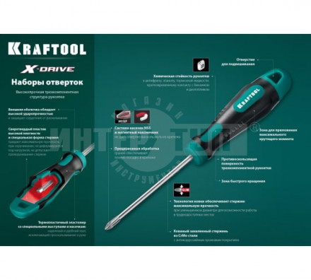 KRAFTOOL Х-Drive-6 набор отверток 6 шт [5]  купить в Хабаровске