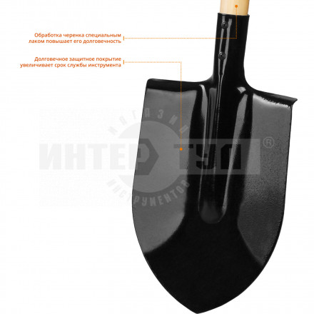 Лопата штыковая, деревянный черенок, с рукояткой, GRINDA [2]  купить в Хабаровске