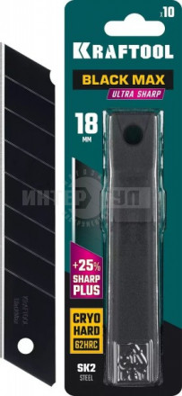 KRAFTOOL BLACK MAX 18 мм лезвия сегментированные, 8 сегментов, 10 шт купить в Хабаровске