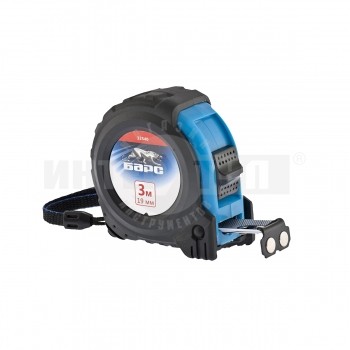 Рулетка Вектор 3 м х 19 мм, утолщенное полотно, магнитный зацеп, обрезиненный корпус БАРС купить в Хабаровске