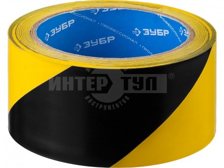 Разметочная клейкая лента, ЗУБР Профессионал 12249-50-25, цвет черно-желтый, 50мм х 25м [2]  купить в Хабаровске